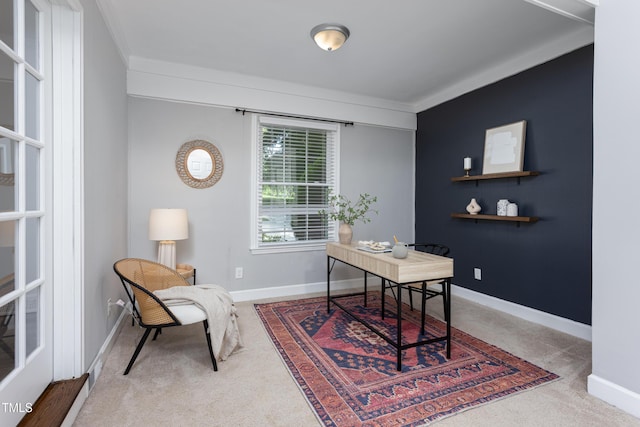 2801 E Shoreham St, Durham, NC 27707 - carpeted office space featuring baseboards and crown molding