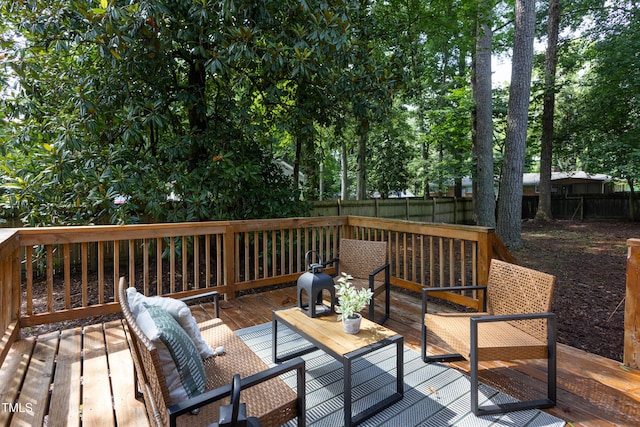 2801 E Shoreham St, Durham, NC 27707 - deck with a fenced backyard and an outdoor living space