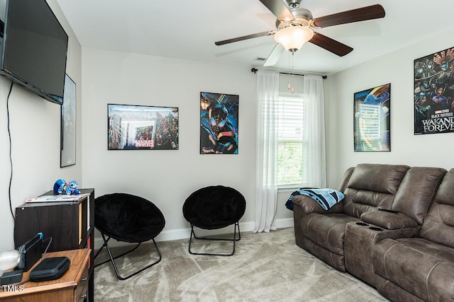 514 Alamanni Ct, Graham, NC 27253 - living area featuring a ceiling fan and light colored carpet
