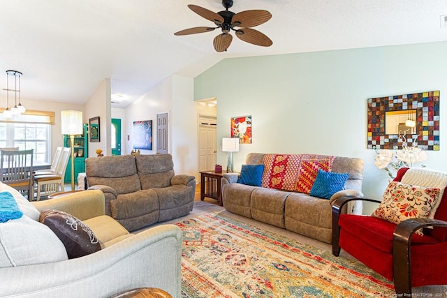 2 Beryl Cir, Pinehurst, NC 28374 - living area with a ceiling fan and vaulted ceiling