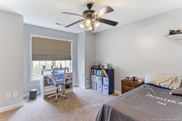 2 Beryl Cir, Pinehurst, NC 28374 - bedroom with carpet flooring, a ceiling fan, and a textured ceiling