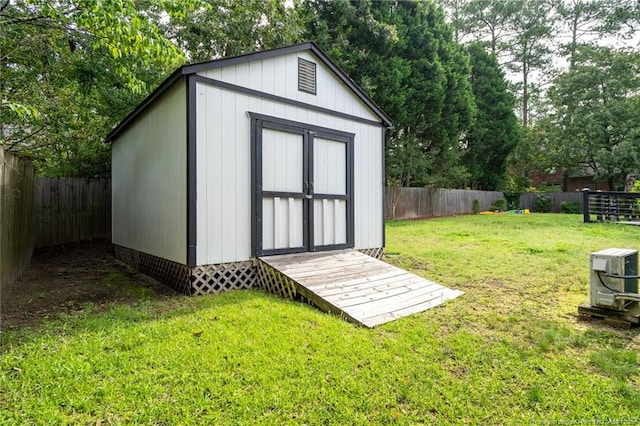 4304 Ferncreek Dr, Fayetteville, NC 28314 - view of shed featuring a fenced backyard