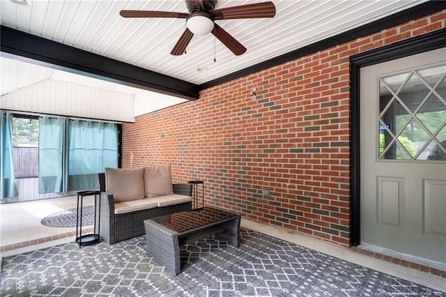 4304 Ferncreek Dr, Fayetteville, NC 28314 - view of patio / terrace featuring an outdoor living space and a ceiling fan