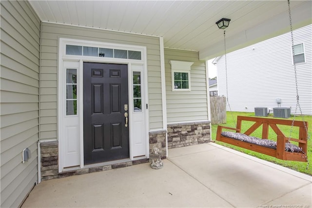 435 Lancaster Dr, Vass, NC 28394 - doorway to property with stone siding