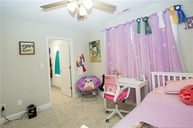 435 Lancaster Dr, Vass, NC 28394 - bedroom with carpet flooring and a ceiling fan
