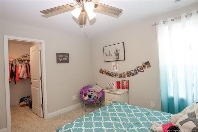 435 Lancaster Dr, Vass, NC 28394 - carpeted bedroom featuring a spacious closet, a closet, and a ceiling fan