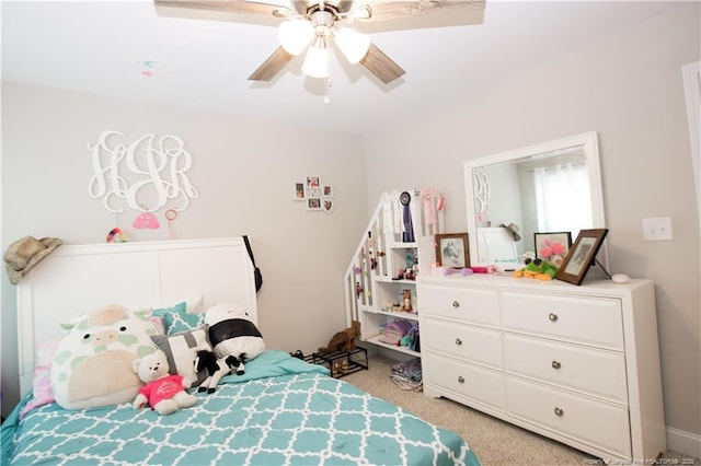 435 Lancaster Dr, Vass, NC 28394 - bedroom featuring light carpet and a ceiling fan