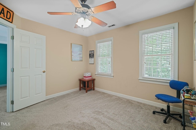 2401 Worthing Ct, Wake Forest, NC 27587 - office area with carpet floors and a ceiling fan