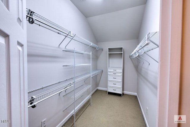 332 Bridgegate Dr, Cary, NC 27519 - walk in closet with carpet flooring and vaulted ceiling
