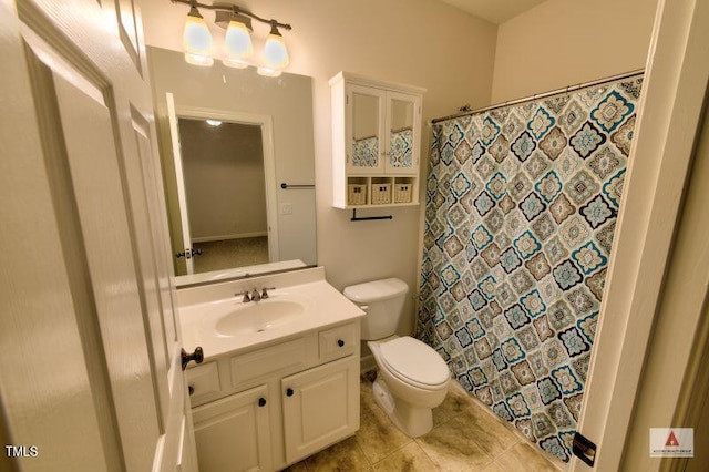 332 Bridgegate Dr, Cary, NC 27519 - bathroom with vanity, tile patterned floors, and a shower with shower curtain