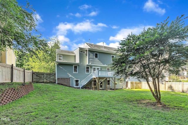 4309 Birmingham Way, Raleigh, NC 27604 - rear view of house featuring stairs, a fenced backyard, a gate, and a deck