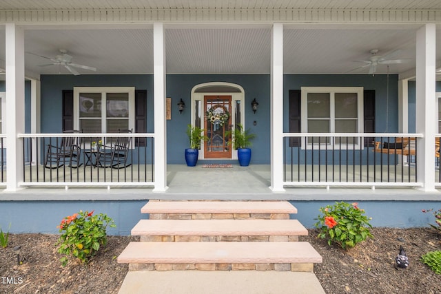 169 Skippers Lndg, Manson, NC 27553 - entrance to property with covered porch and a ceiling fan