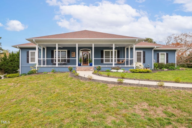 169 Skippers Lndg, Manson, NC 27553 - view of front of property with a porch, a front lawn, and stucco siding