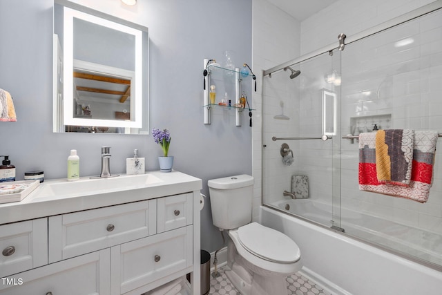169 Skippers Lndg, Manson, NC 27553 - bathroom with vanity, combined bath / shower with glass door, and tile patterned flooring
