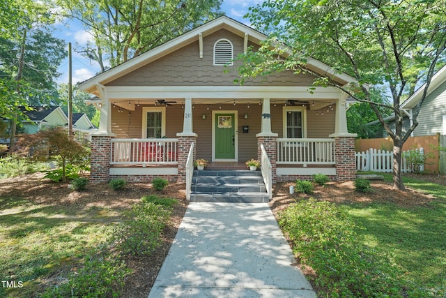 211 W Trinity Ave, Durham, NC 27701 - craftsman inspired home with a ceiling fan and covered porch