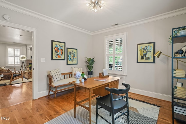 211 W Trinity Ave, Durham, NC 27701 - office area featuring ornamental molding and light wood-type flooring