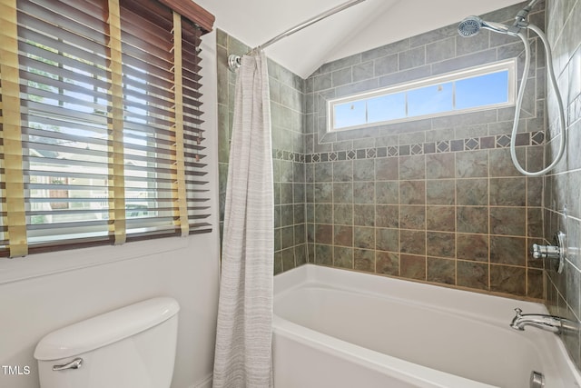 211 W Trinity Ave, Durham, NC 27701 - bathroom with shower / tub combo and lofted ceiling