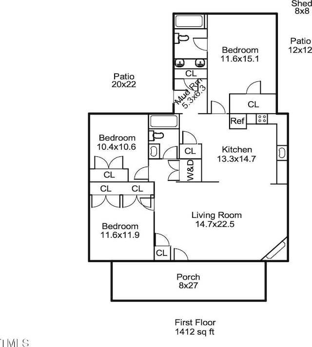 211 W Trinity Ave, Durham, NC 27701 - view of property floor plan