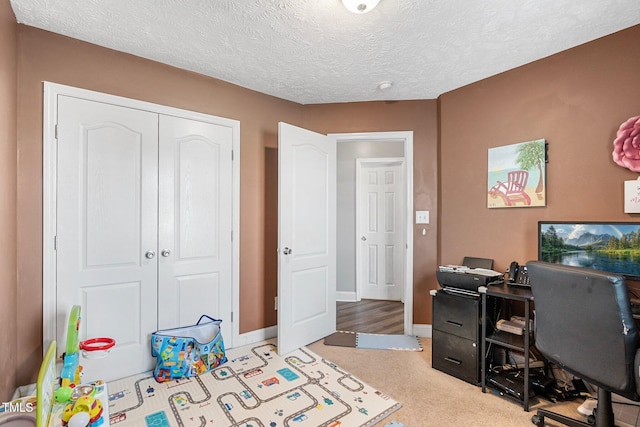 205 Driftwood Ln, Raeford, NC 28376 - carpeted home office with a textured ceiling and baseboards