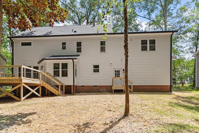4006 New Yarmouth Way, Apex, NC 27502 - rear view of house featuring a deck, crawl space, stairway, and a yard
