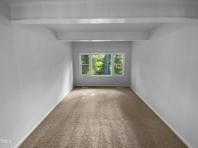 3721 Suffolk St, Durham, NC 27707 - spare room featuring carpet floors and beam ceiling