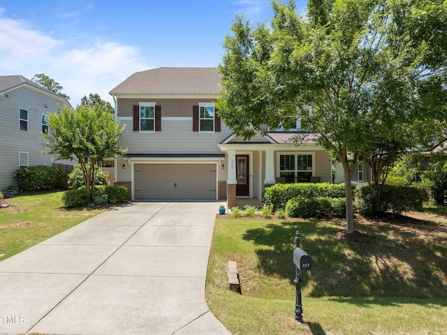 317 Striped Maple Ct, Apex, NC 27539 - view of front of home featuring driveway, an attached garage, a front lawn, and a shingled roof