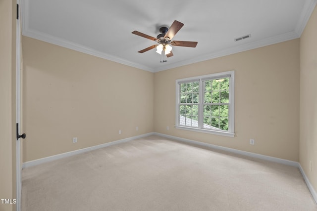 1028 Harpers Ridge Ct, Wake Forest, NC 27587 - unfurnished room with crown molding, light carpet, and ceiling fan