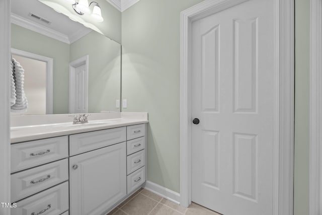 1028 Harpers Ridge Ct, Wake Forest, NC 27587 - bathroom featuring vanity, crown molding, and tile patterned floors