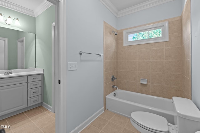 1028 Harpers Ridge Ct, Wake Forest, NC 27587 - bathroom with ornamental molding, vanity, and washtub / shower combination