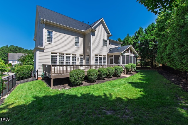 307 Beacon Falls Ct, Cary, NC 27519 - back of house with a sunroom and a deck
