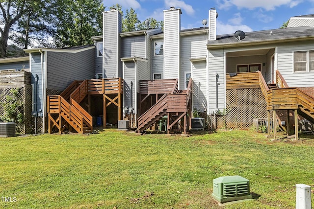 212 Cross Keys Ct, Cary, NC 27511 - back of property with stairs, a deck, and a yard
