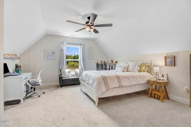 282 Brodie Rose Landing Way, Smithfield, NC 27577 - bedroom with lofted ceiling, carpet floors, an office area, and ceiling fan