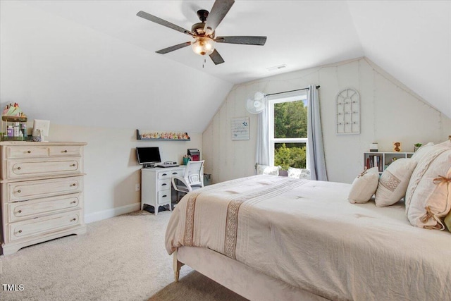 282 Brodie Rose Landing Way, Smithfield, NC 27577 - bedroom featuring vaulted ceiling, light carpet, and ceiling fan