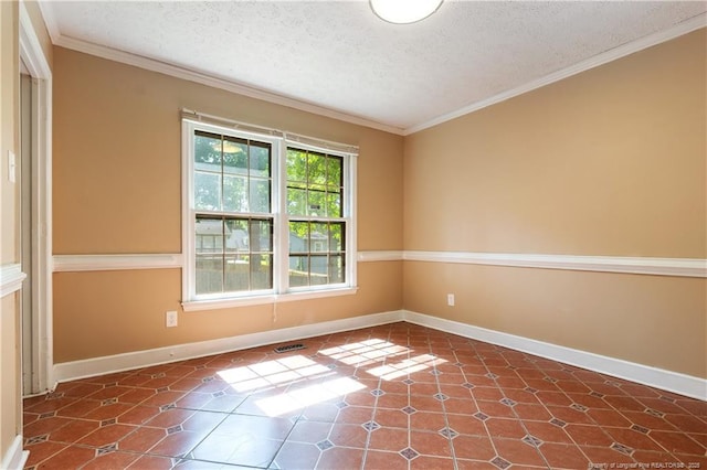 1612 Hennessy Pl, Fayetteville, NC 28303 - spare room featuring a textured ceiling, ornamental molding, and tile patterned floors