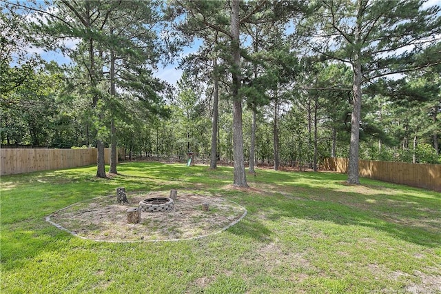 69 Ribbon Oak Ct, Sanford, NC 27332 - fenced backyard featuring a fire pit