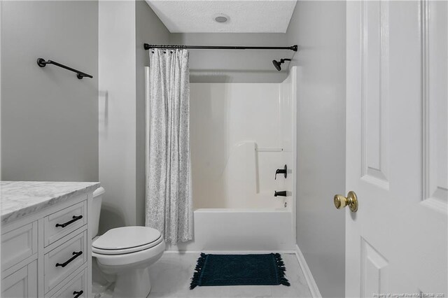 69 Ribbon Oak Ct, Sanford, NC 27332 - full bathroom with marble finish floors, a textured ceiling, vanity, and shower / bath combo