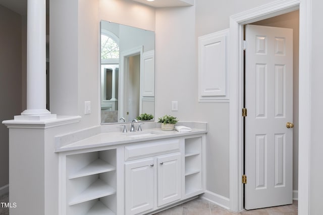 500 Walcott Way, Cary, NC 27519 - bathroom featuring vanity, tile patterned flooring, and decorative columns