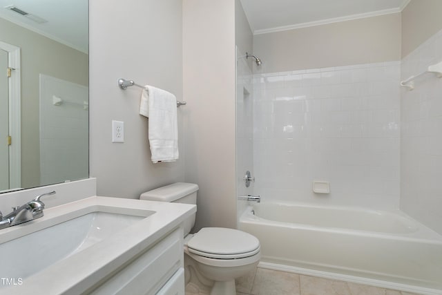 500 Walcott Way, Cary, NC 27519 - bathroom with vanity, crown molding, bathing tub / shower combination, and tile patterned floors