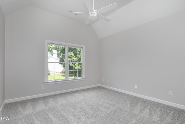 500 Walcott Way, Cary, NC 27519 - empty room featuring vaulted ceiling, carpet, and a ceiling fan