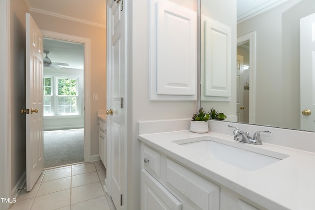 500 Walcott Way, Cary, NC 27519 - bathroom featuring vanity, ornamental molding, and tile patterned floors