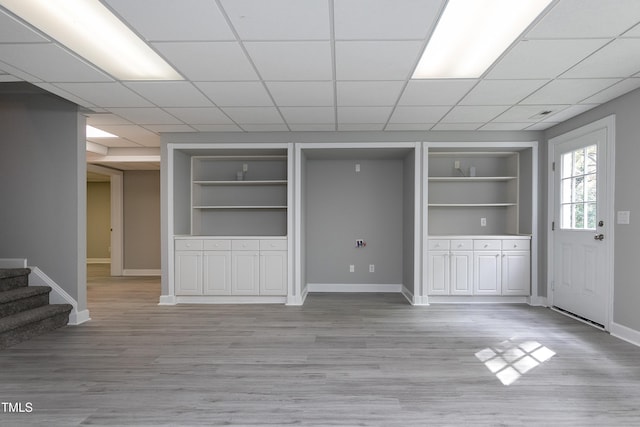 500 Walcott Way, Cary, NC 27519 - interior space with built in features, light wood-style floors, stairway, and a drop ceiling