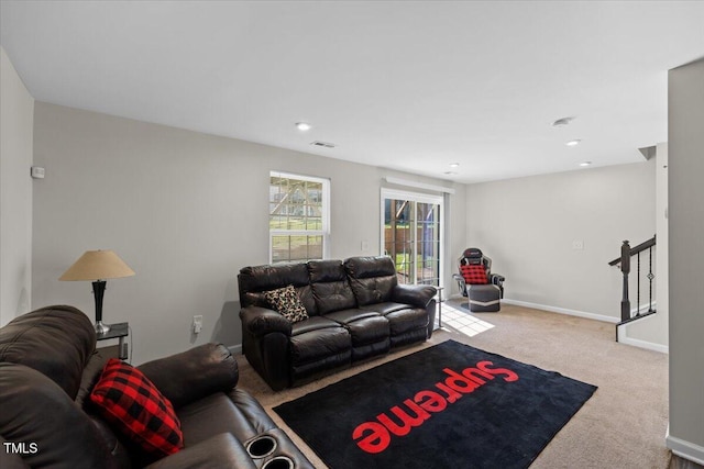 333 Amber Acorn Ave, Raleigh, NC 27603 - living room with carpet floors and recessed lighting