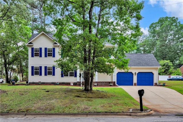 4010 Arcadia Ct, Fayetteville, NC 28311 - view of front of house with concrete driveway, a garage, a front lawn, and crawl space