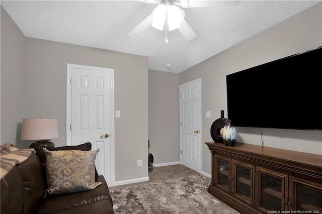 4010 Arcadia Ct, Fayetteville, NC 28311 - living area with ceiling fan, carpet, and a textured ceiling