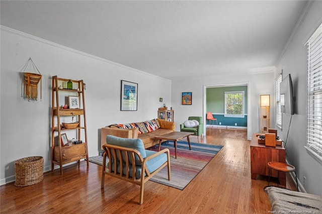 2613 N Edgewater Dr, Fayetteville, NC 28303 - living area featuring wood finished floors and ornamental molding