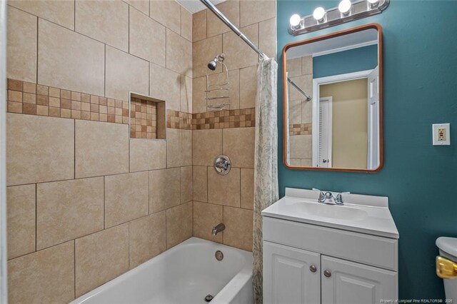 2613 N Edgewater Dr, Fayetteville, NC 28303 - bathroom featuring vanity and shower / bath combo