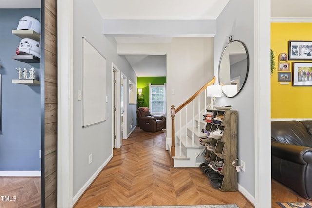 1205 Magnolia Hill Rd, Garner, NC 27529 - entryway featuring stairway and baseboards