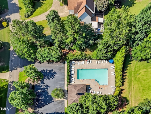 1205 Magnolia Hill Rd, Garner, NC 27529 - bird's eye view of a pool area