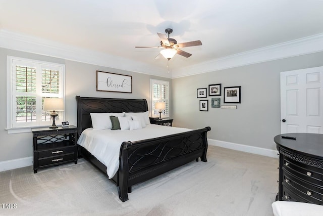 109 Fox Trap Ct, Garner, NC 27529 - bedroom with crown molding, light colored carpet, and ceiling fan