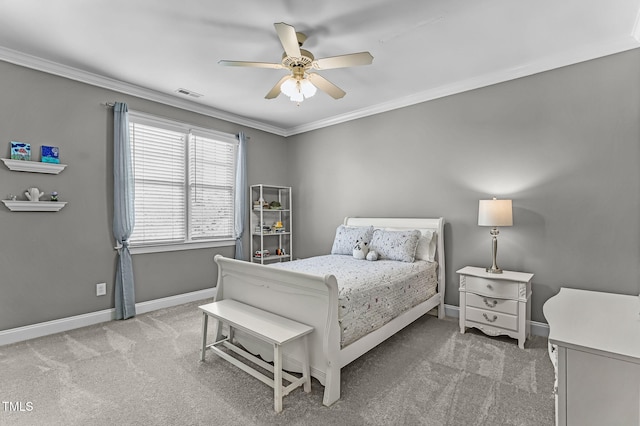 101 Tatum Ct, Holly Springs, NC 27540 - bedroom with carpet floors, crown molding, and ceiling fan
